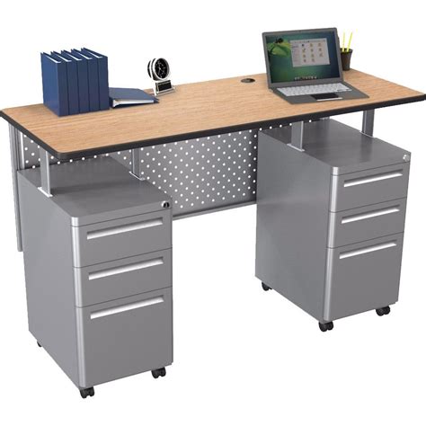 Modular Teachers Sit Stand Double Pedestal Desk Set Sitting Killz