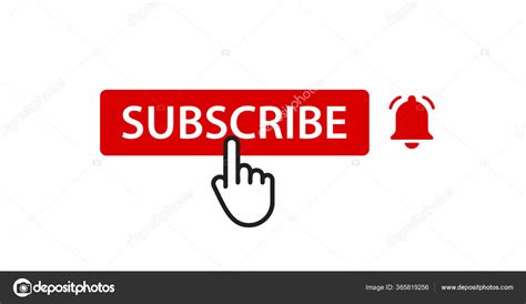 Subscribtion Button With Notification Bell And Click Finger Icon