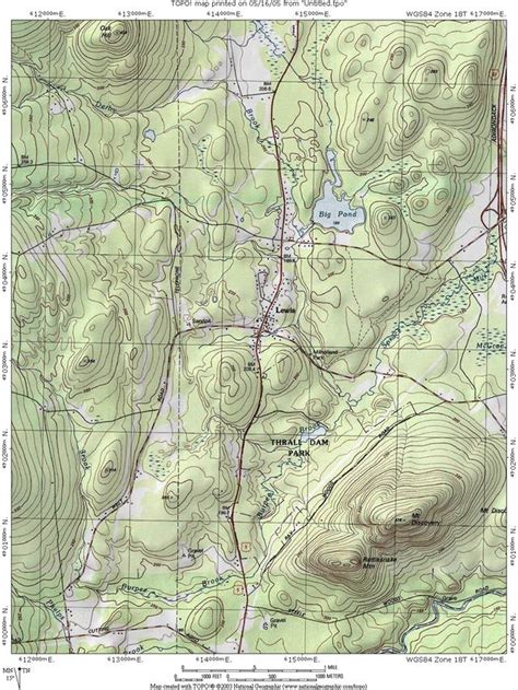 Interstate 87 The Adirondack Northway Lewis Topographic Map