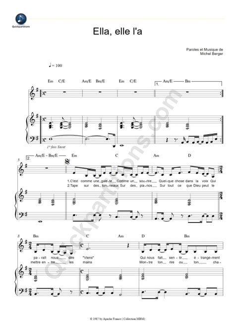 Partition piano Ella, elle l'a - France Gall (Partition Digitale)