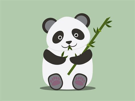 Cute Panda Bear With Bamboo Stick By Anastasija On Dribbble