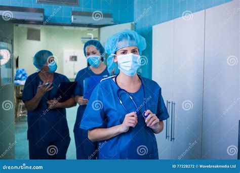 Portrait Of Female Surgeon At Hospital Stock Photo Image Of Corridor