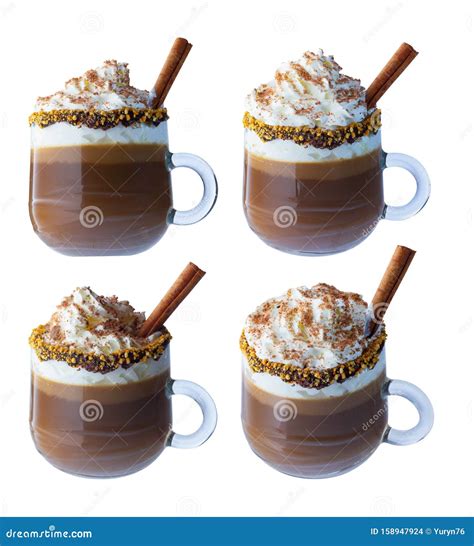 Coffee Cappuccino With Whipped Cream Chocolate And Ground Nuts And