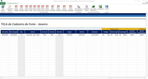 Planilha Profissional Excel Controle De Gastos Com Frete R 2490 Em