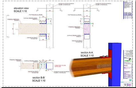 Timber Beam To Shs Steel Column Angle Moment Connection Timber Beams