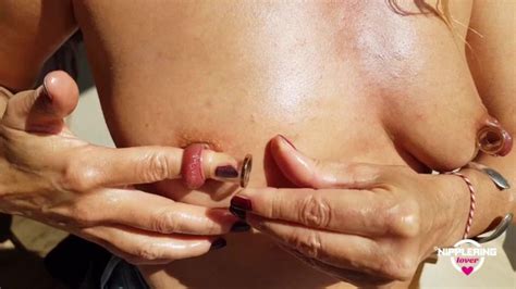 Nippleringlover Horny Milf String Pulling Huge Pierced Nipples Extreme Stretched Nipple