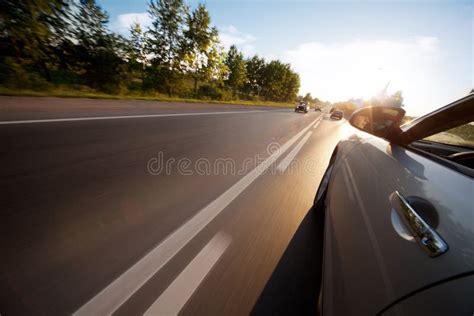 Car Ride On Road In Sunny Weather Stock Image Image Of Road Blue