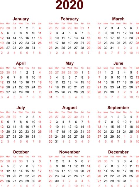 2020 Calendar Png High Quality Image Png All