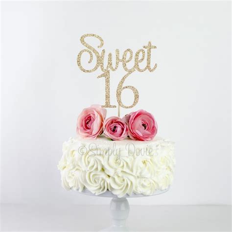 Sweet 16 Cake Topper Sweet Sixteen Cake Topper Glitter Cake Etsy