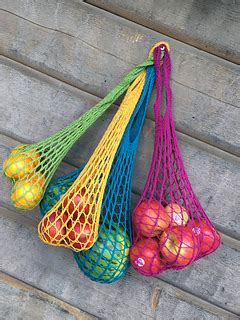 Easy slip stitch colorwork uses just one color per row for this striking geometric design. Ravelry: Weightless Produce Bag pattern by Julie Tarsha