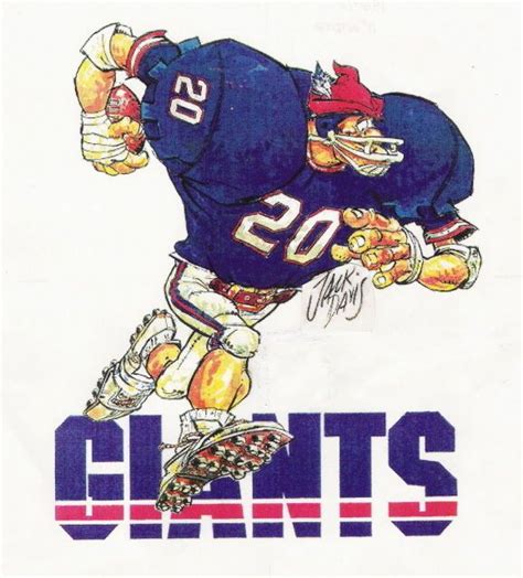 Vintage Nfl Football New York Giants Caricature Print By Jack Davis