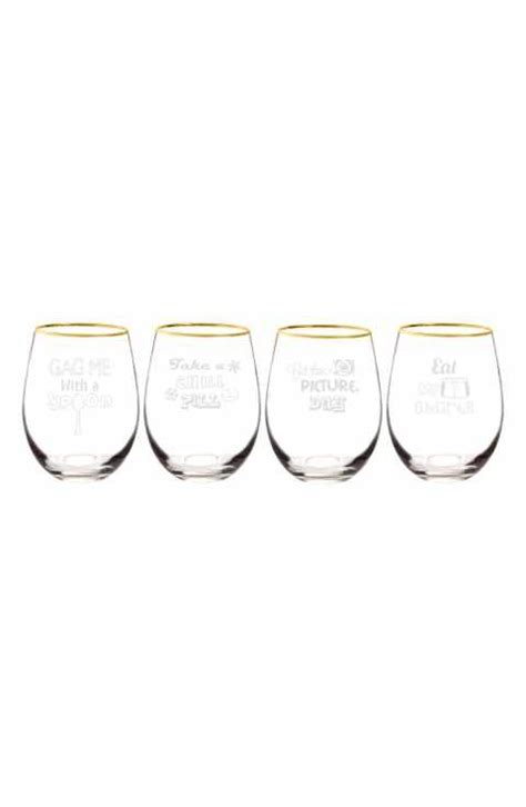 Cathy S Concepts S Sayings Set Of Etched Stemless Wine Glasses Wine Glass Set Stemless