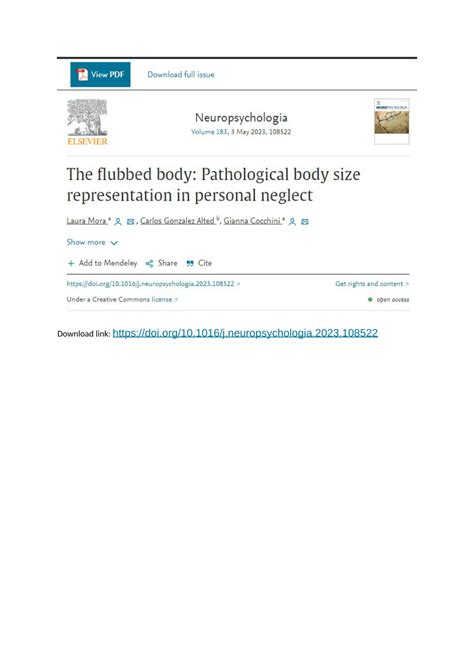 Pdf The Flubbed Body Pathological Body Size Representation In Personal Neglect