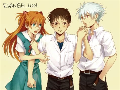 Souryuu Asuka Langley Ikari Shinji And Nagisa Kaworu Neon Genesis Evangelion Drawn By