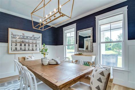 The stylewell scottsbury steel blue wood dining chair with slat back (set of 2) (16.7 in. Our Navy Blue Dining Room | Dining room design, Dining ...