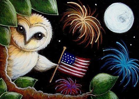 Fourth Of July Owl Happy 4 Of July Fourth Of July Owl Artwork Owl