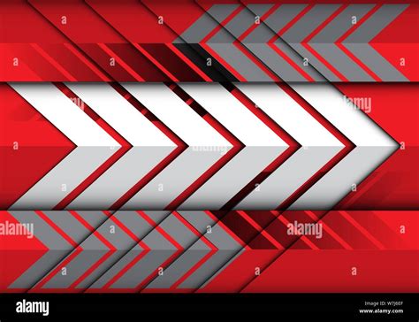 Abstract White Grey Arrow Pattern On Red Direction Design Modern