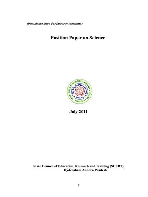 The goal of a position paper is to each position paper must respond to the following questions: Position Paper on Science | Science Education | Scientific ...