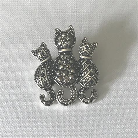 Three Cat Pin Cat Brooch Silver Cat Pin Cat Adoption Rescue Cat Cat