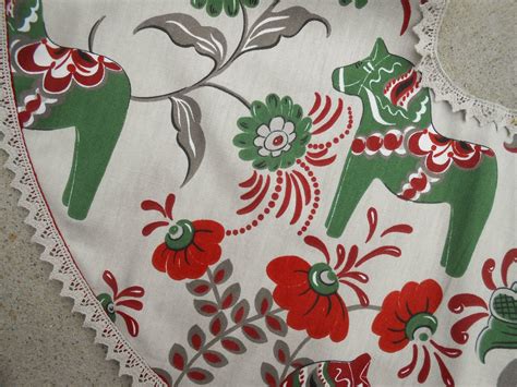 Swedish Christmas Tree Skirt Swedish Dala Horse Fabric Swedish Etsy