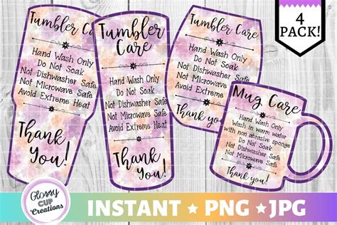 Check spelling or type a new query. Tumbler Care Card Pack, PNG, Print and Cut, Purple By ...