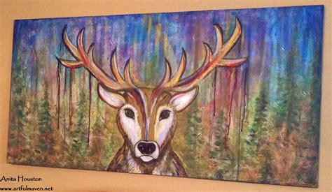 The Artful Maven Oh Deer Mixed Media Acrylic Painting