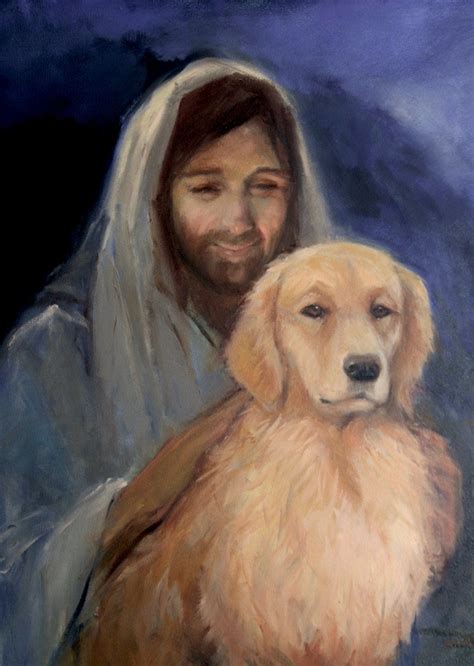 Art Print Of Golden Retriever Jesus With Golden Retriever Etsy Dogs