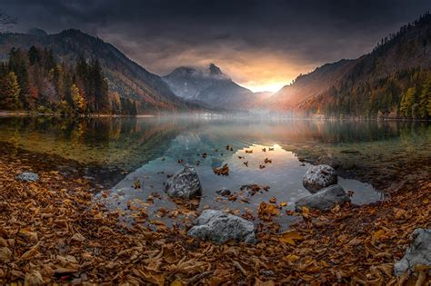 Fonds Decran Lac Montagnes Automne Autriche Photographie De Paysage