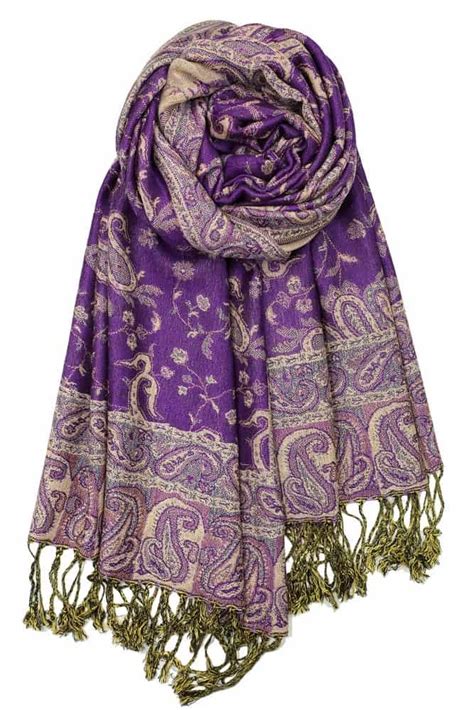Purple Reversible Paisley Pashmina Us Wholesale Scarves