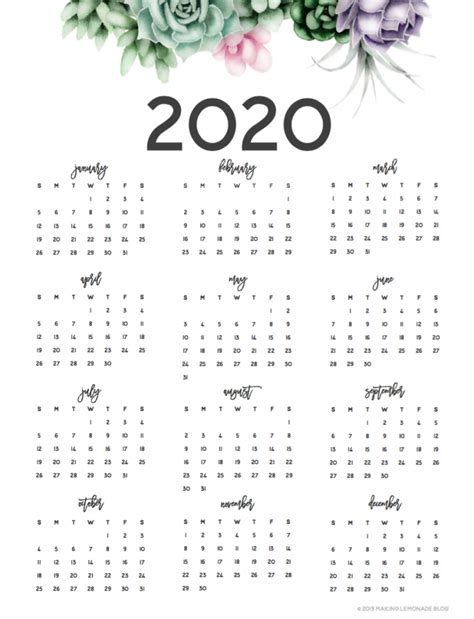 Free Printable Calendar And Planner 2020 Calendar Printables Free Templates