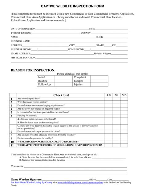 Oklahoma Captive Wildlife Inspection Form Fill Out Sign Online And