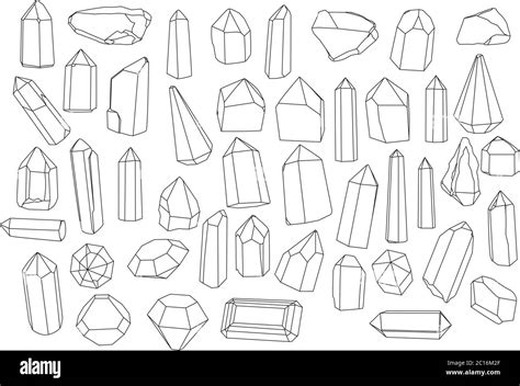 Vector Illustrations Set Of Hand Drawn Geometric Black And White Gems