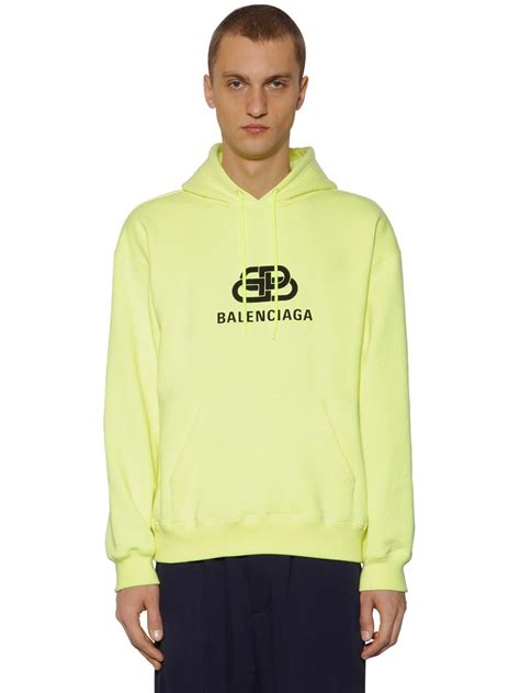11balenciaga loose long sleeve lock hoodie for men women unisex. Balenciaga Logo Cotton Sweatshirt Hoodie in Yellow for Men ...