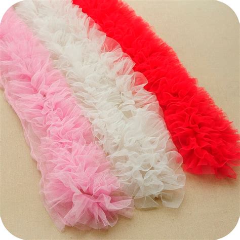 Soft Ruffled Fabric Trim By The Yard Multi Colors Pink White Etsy