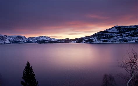 Wallpaper Landscape Sunset Lake Nature Reflection Snow Winter