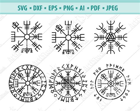 Vegvisir Met Runen Svg Nordic Runes Svg Viking Compass Svg Etsy
