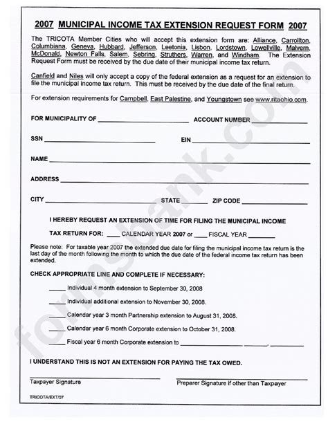 Tax Extension Form Printable