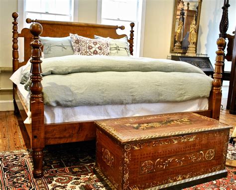 Custom Cannonball And Bell Bed In Tiger Maple In King — Leonards Antiques Antique Beds Antique