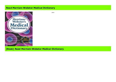 Read Merriam Webster Medical Dictionary