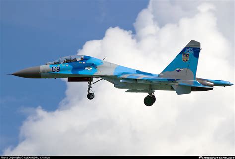 69 Blue Ukrainian Air Force Sukhoi Su 27ub Flanker C Photo By Alexandru