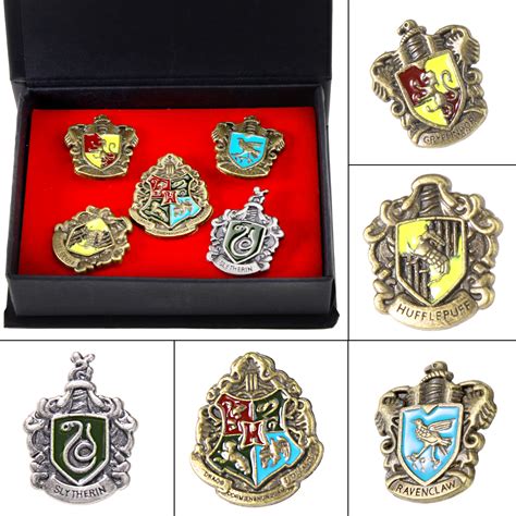5 Pcs For Harry Potter Hogwarts House Metal Pin Badge In Box School