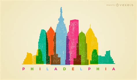Colorful Philadelphia Skyline Vector Download