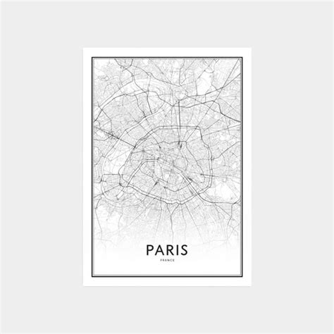 Paris Map Print Paris Map Art Paris Map Poster City Map Etsy
