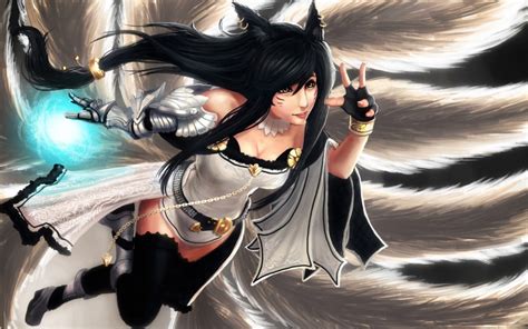 Wallpaper Anime Girls Ahri League Of Legends Black Hair 1680x1050