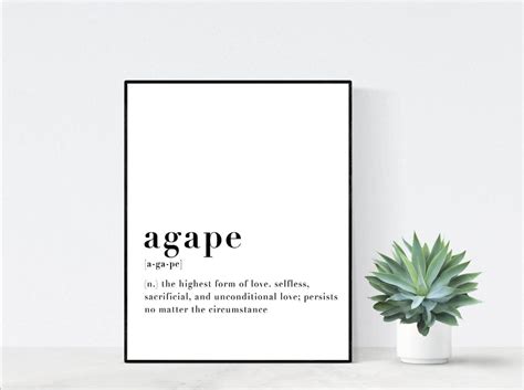 Agape Definition Agape Art Print Definition Art Print Digital Wall Art