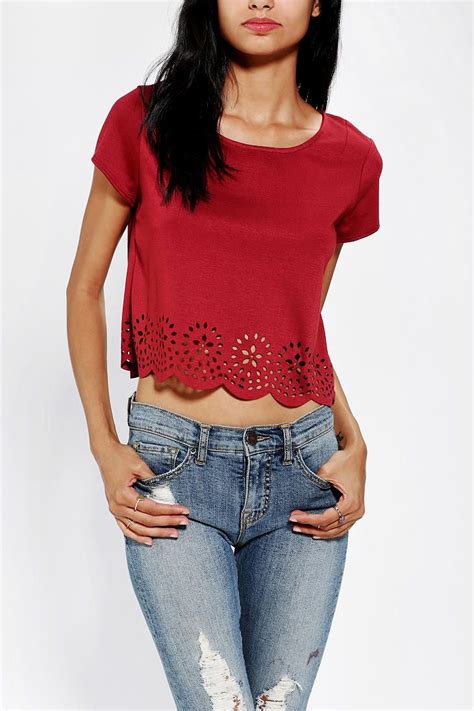 Pins And Needles Lasercut Cropped Top Crop Tops Tops College Fashion