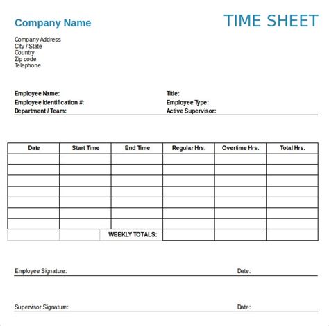 Timesheet Template Excel Pdf Word