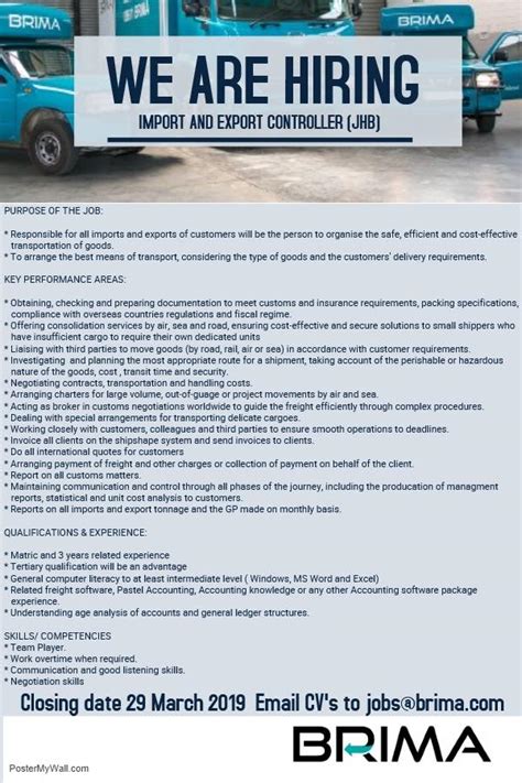 Brima Logistics We Are Hiring If You Want To Be Part