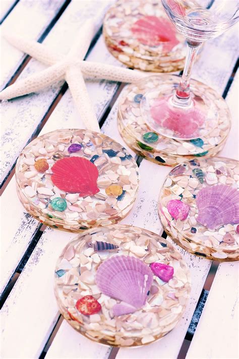 Diy Seashell Coasters Ehow Com Diy Resin Coasters Diy Resin Art