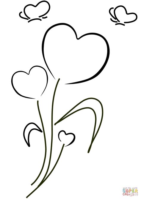 Dibujos Para Colorear De Corazones Y Flores - Impresion gratuita